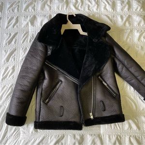 Black Shearling Fleece Lined Jacket